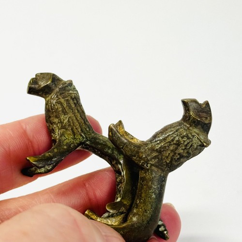 Antique Bronze mini pair Lions Cats Roman? Benin? Figures - Picture 5 of 9