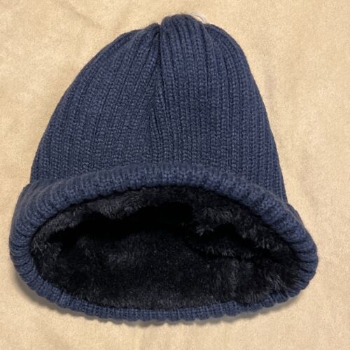 BEN SHERMAN Knit Beanie Winter Cap Hat with Faux Fur Lining Charcoal Gray - Picture 2 of 2