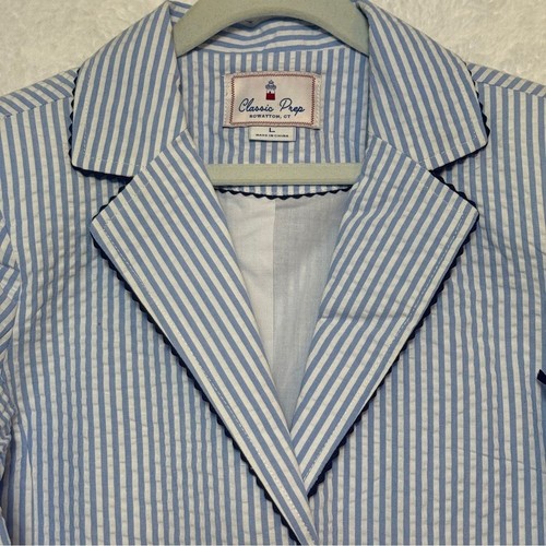 NWT Classic Prep Laura Blazer Seersucker Vista Blue Kids L 8/10 Summer Preppy - Picture 7 of 16