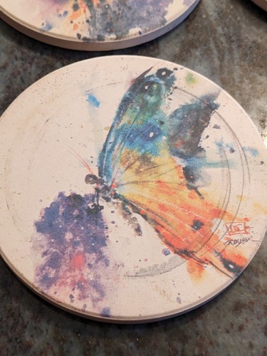 Dean Crouser Nature Coaster Demdaco 4"F Hummingbird Dragonfly 2 Butterflies NB - Picture 3 of 6
