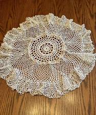 Vintage Beige Round Centerpiece Large Doily