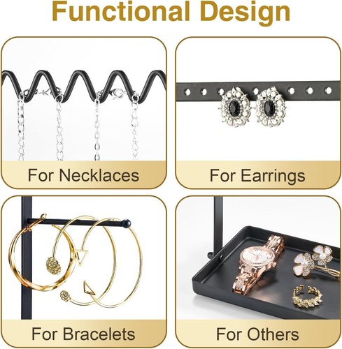 Soporte organizador de joyas soporte para collar: torre de joyería para colgador de collar y - Imagen 2 de 6