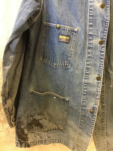 Vtg OshKosh B'Gosh chore Jacket Blue jean Button Denim Chore Barn Work distress - Picture 5 of 12