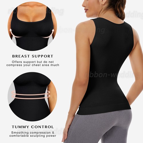 Women Tummy Control Shapewear Body Shaper Tank Tops Camisole Square Collar Vest - Picture 5 of 19