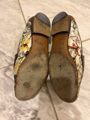 GUCCI Women's Loafers Horsebit Leather Canvas Floral EU36 US6 JapanF/S - Picture 15 of 24