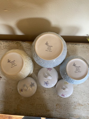 Pfaltzgraff VIENNA FLORAL 3 piece Canister Set Retired RARE Find - Picture 9 of 24