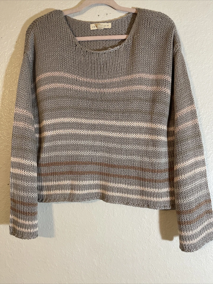 Love Stitch Knit Pullover Sweater Womens Medium Chunky Loose