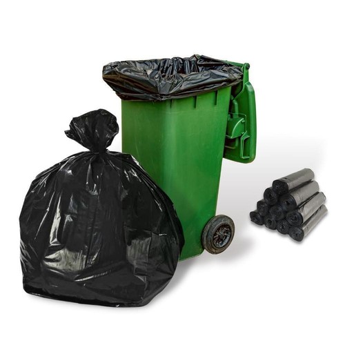 Black LLDPE Trash Bags Can Liners, 55-60 Gal, 1.5 Mil, 38" x 58", Black, 100 Pcs - Picture 2 of 6