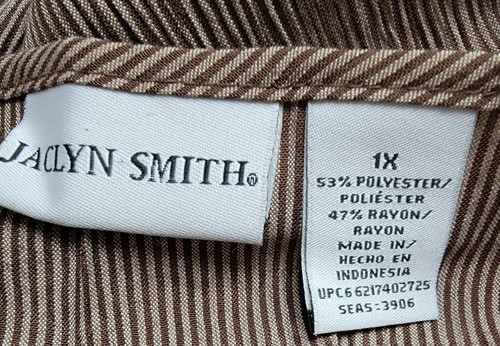 Jaclyn Smith Womens Shirt Top Blouse Size 1X Brown Striped - Picture 10 of 12
