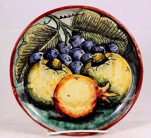 Mexican Hanging Ceramic Plate Folk Art Hand Painted Pottery