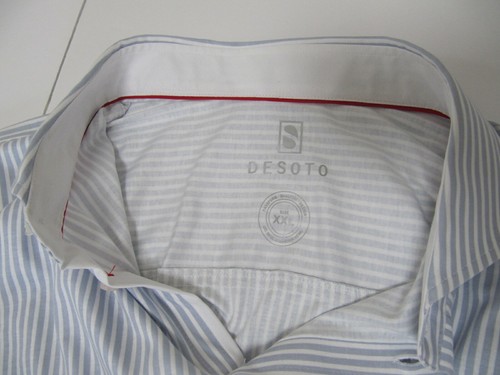 MRSP $175 Nuova DESOTO Maglia Cotone Manica Lunga Uomo Grigio Gessato Camicia - Foto 3 di 12