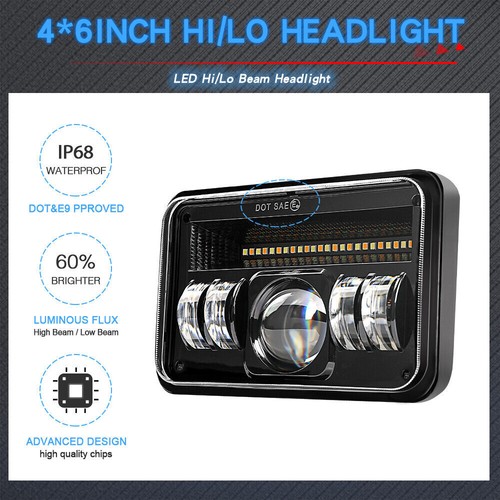 4x Fit CHEVROLET CAMARO RS 1982-92 4x6 INCH LED HALO Headlights HI/LO Beam w/DRL - Bild 9 von 11