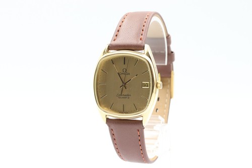 *NEAR MINT* Vintage OMEGA Seamaster Cal.1337 Quartz Gold Dial Square Mens Watch - Picture 4 of 15