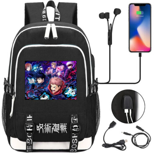 Jujutsu Kaisen Backpacks Book Schoolbag USB Charge Port Laptop Shoulder bag - Picture 15 of 44