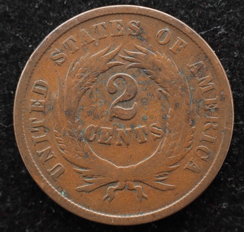KAPPYSCOINS GH126 1864 VG VERY GOOD CIVIL WAR USED AND DATED TWO CENT PIECE - Picture 2 of 2