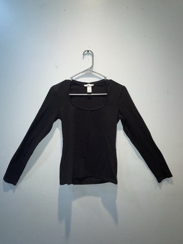 3 H&M Black Fitted Long Sleeve Boat Neck Tops (All Medium) READ DESCRIPTION - Picture 11 of 13