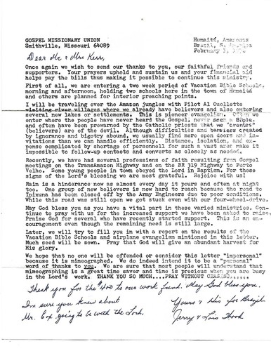 1976 Signed Typescript Letter Brazil Missionary Couple Amazon Jungle Travel - Picture 2 of 3