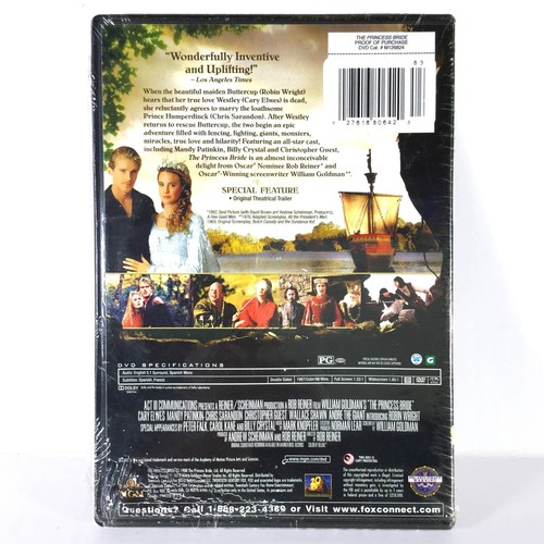 The Princess Bride (DVD, 1987, Widescreen 90th Anniv. Ed) Brand New ! - Imagen 2 de 3