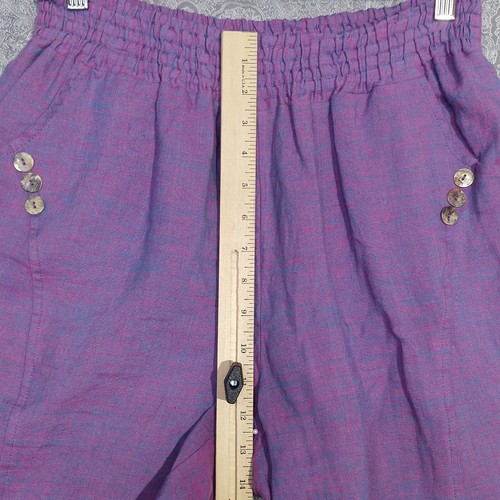 TS Taking Shape Pants Womens 12 Iridescent Purple 100% Linen Relaxed Cropped EXC - Picture 10 of 16