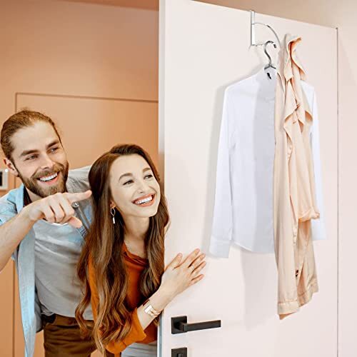 2 Pcs Over The Door Hooks Multipurpose Hanging Storage for Clothes Coats Towels - Bild 3 von 8