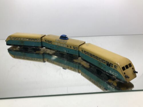 HORNBY MECCANO AUTORAIL PLM BUGATTI TRAIN TIN TOY -BLUE O L58.0cm rare- GOOD - Foto 13 di 13