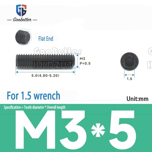 M2 M2.5 M3 M4 M5 M6 Socket Grub Screws Flat End Allen Key Set Screw Black DIN913 - Picture 20 of 56