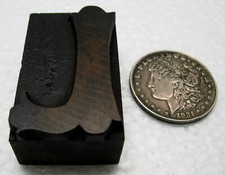 Vintage Letterpress wood type large UC L. Nice old letter!