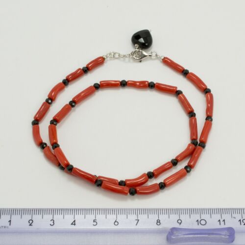 COLLANA IN ARGENTO 925 CON CORALLO ROSSO E ONICE AGLN 0213 - Foto 4 di 4