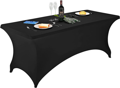 FORLIFE Fitted Spandex Table Covers for 6ft Tables - Black, Perfect for Events - Picture 11 of 12