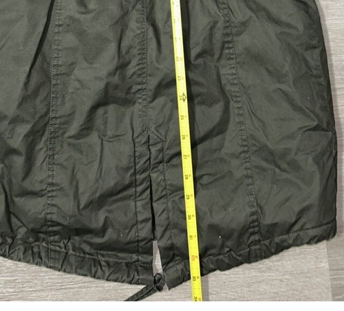 DKNY Olive Green Mid Length Anorak Faux Fur Collar Parka Jacket Size Small - Afbeelding 8 van 9