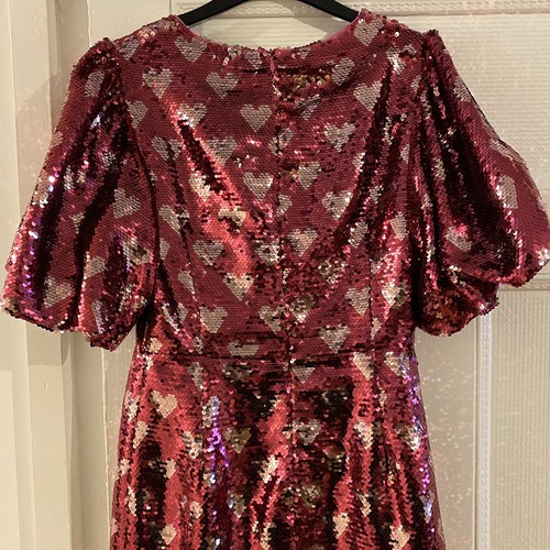 Sister Jane pink heart sequin puff sleeve mini dress Valentine’s Day small BNWT - Picture 5 of 7
