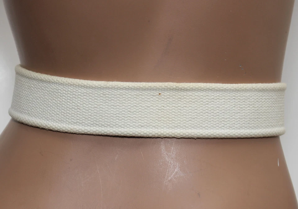 Cinturón con correas de cuero marrón/algodón blanco American Eagle TALLA M/L 45" de largo DE COLECCIÓN Foto 2 de 4