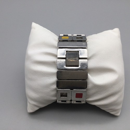 Swatch Full and Empty Watch Women 24mm Silver Tone 2007 Square New Battery 5.75" - Picture 7 of 16