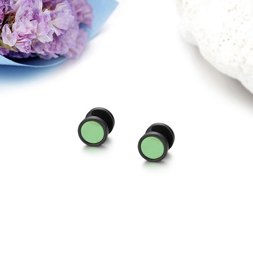 2pcs Mens Women Stainless Steel Turquoise Black Round Barbell Ear Studs Earrings - Picture 21 of 31
