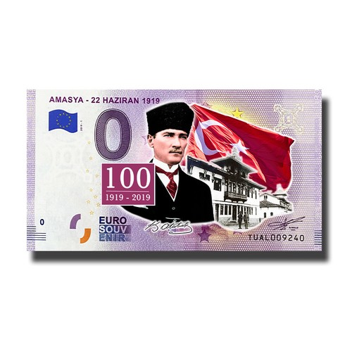Juego de 6 billetes de recuerdo de 0 euros color Ataturk pavo sin circular - Imagen 3 de 9