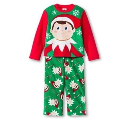 Elf on the Shelf Boys 2 Piece Fleece Green// Red Pajama Set NEW Size Small
