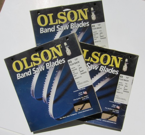 3 OLSON BAND SAW BLADES 93-1/2" X 1/4" 6-TPI SKIP TOOTH Fits 14" Delta Band Saws - Picture 1 of 4