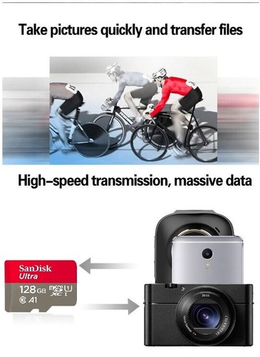SanDisk Ultra Micro SD Card 128GB TF SDHC Class10 100MBs Camera Phone + Adapter - Picture 4 of 10
