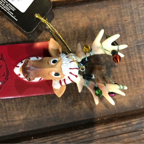 University of Arkansas Razorbacks reindeer lights Christmas tree ornament NWT - Picture 2 of 4