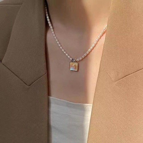 Retro Double Layer Women Necklace Pendant Necklace Clavicle Chain Pearl Choker - Picture 14 of 19