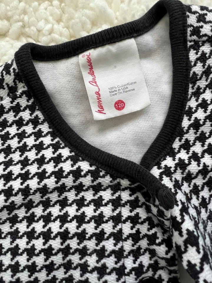 Hanna Andersson Houndstooth Coat Jacket size 120 US 7 Black White Girls - Image 2 of 4