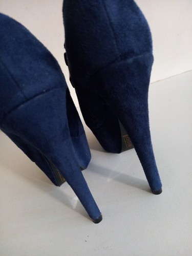 Chasses Dark Blue Suede Ankle Boot Shoe High Heel Platform Steampunk UK2 EU35 - Picture 9 of 20