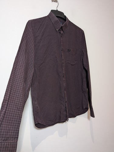 Camicia Fred Perry manica lunga vintage casual taglia M viola check stampa gingham - Foto 4 di 9