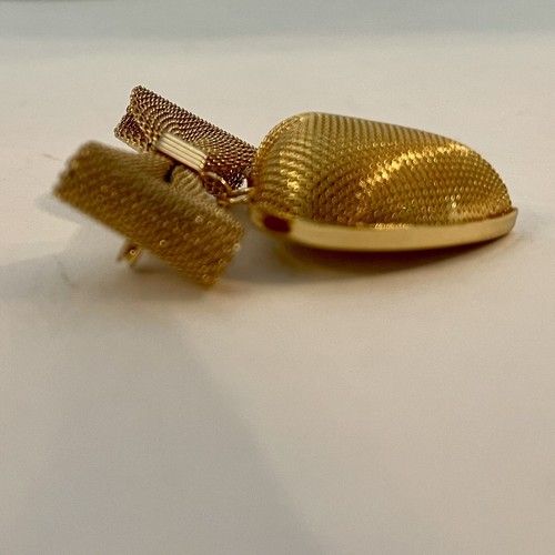 Womens Gold Tone MESH BOW w/DANGLE PUFF HEART Brooch/Pin, Rare Piece - Picture 7 of 12