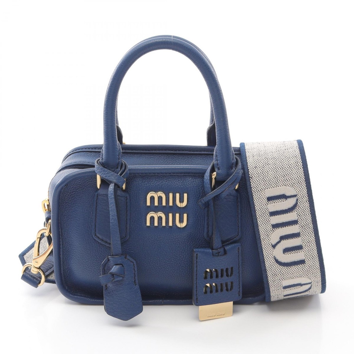 バッグ miu miu mini vitello lux hand bag navy Miu Miu Vitello Lux Bow Bag Mini – Amber Handbags