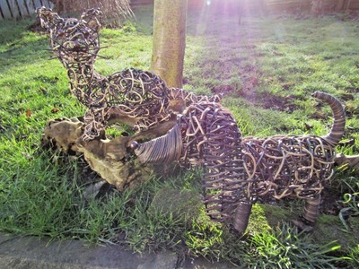 Fair Trade Hand Made Wooden Style Rattan Dog Cat Pet Animal Sculpture Ornament
