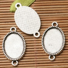 24pcs dark silver floral rim oval shaped cabochon setting in 13x18mm EF3271