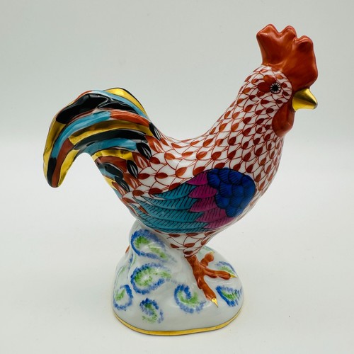 Herend Rooster Bird Figurine Fishnet Gold Accents in very Rare Rust Red 5.5'' - Picture 11 of 17