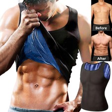 Mens Sweat Sauna Vest Heat Trapping Waist Trainer Gym Compression Shaper Vest