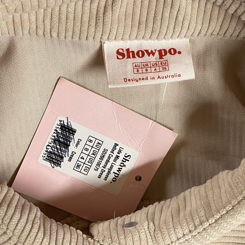 Showpo Lida Mini Woman's Belted Dress AU8 Cream Soft Corduroy Long Sleeve NEW - Picture 12 of 13